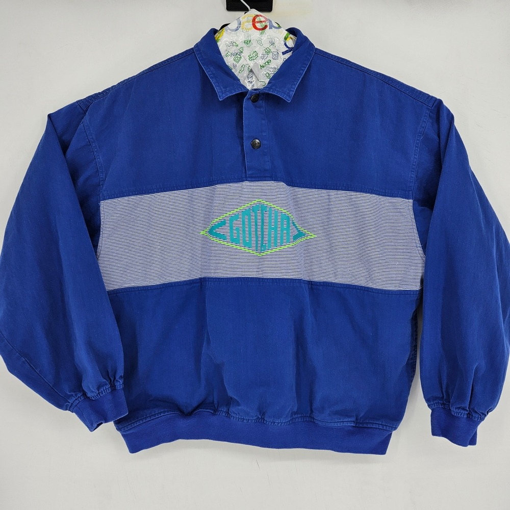 Vintage Gotcha Polo Shirt Mens Small Blue Long Sleeve‎ Casual Pullover